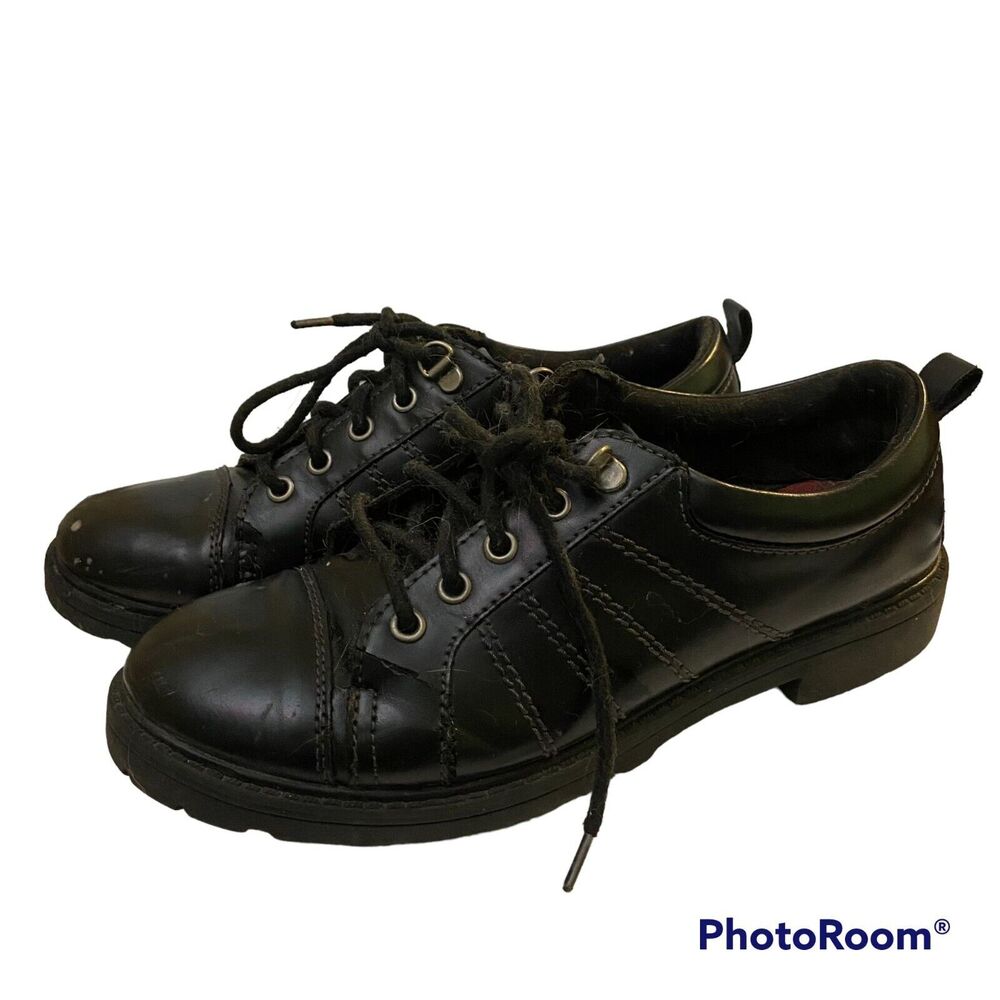 Chunky Lug Sole 90s Y2K Shoes Route 66 Goth Oxfords Black Womens Round Toe